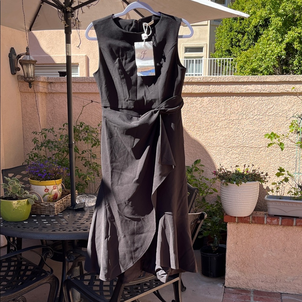 NWT Fehaute Chic Asymmetrical Black Dress